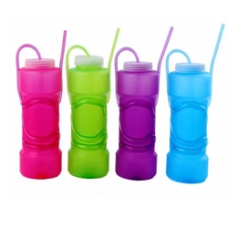 Novelty Plastic Water Bottle with Crazy Straw with Lid 201002