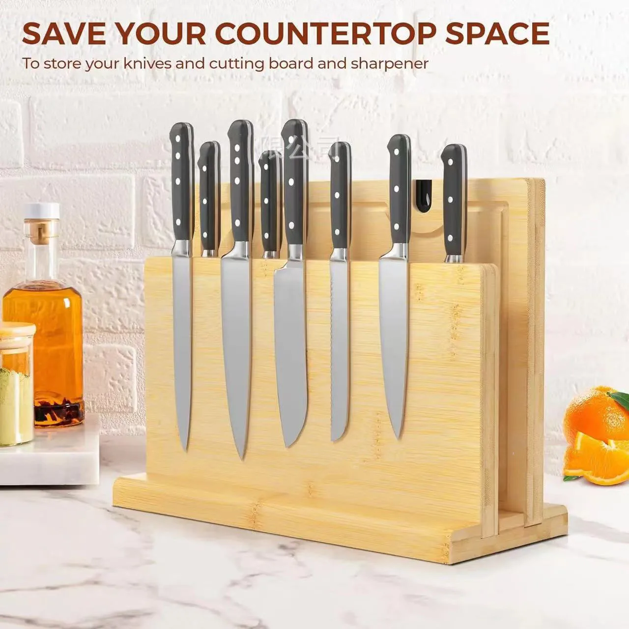 Combohome Wholesale Price Natural Bamboo Cutting Board Chopping Board with Juice Groove and Knife Sharpener