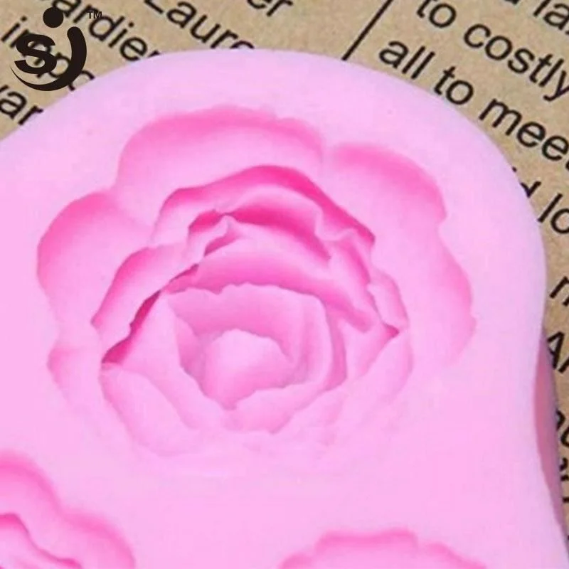 Amazon Hot Sale 4 Size Roses Flower Silicone Cake Mould Chocolate Sugarcraft Decorating Fondant Tools