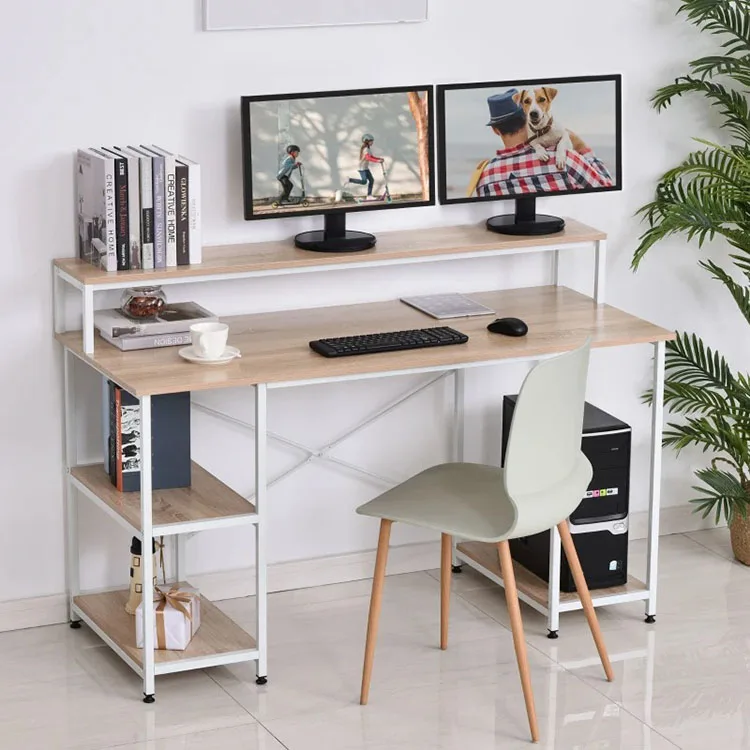 Vekin computer desk with storage shelves study table chinese style modern office furniture office desk