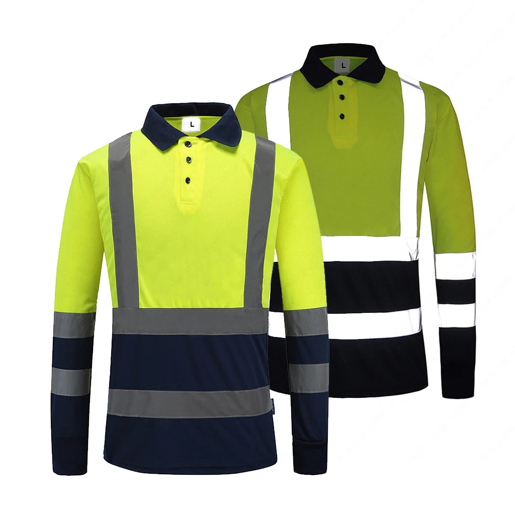 High Visibility Safety T-shirt EN ISO 20471 / ANSI Class 2 Reflective Black Yellow Orange Short Sleeve Long Sleeve T-shirt