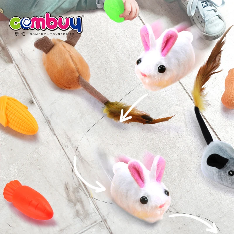 Забавная имитация мягкого индукционного освещения кролик ловит игрушку-мышь