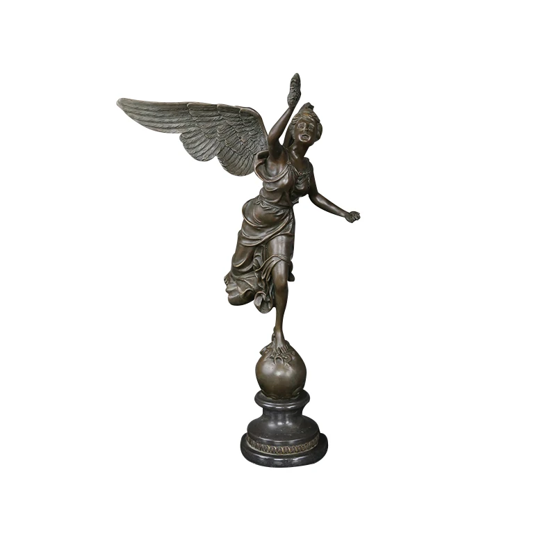 Modern garden decorative religious Custom life size bronze winged angel statue sculpture