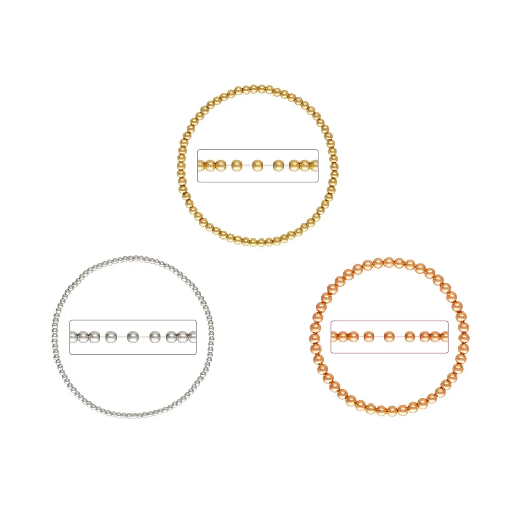 Ювелирные изделия из чистого золота 14 карат, браслет из бисера из стерлингового серебра, 925 браслеты для изготовления украшений, браслеты из розового золота