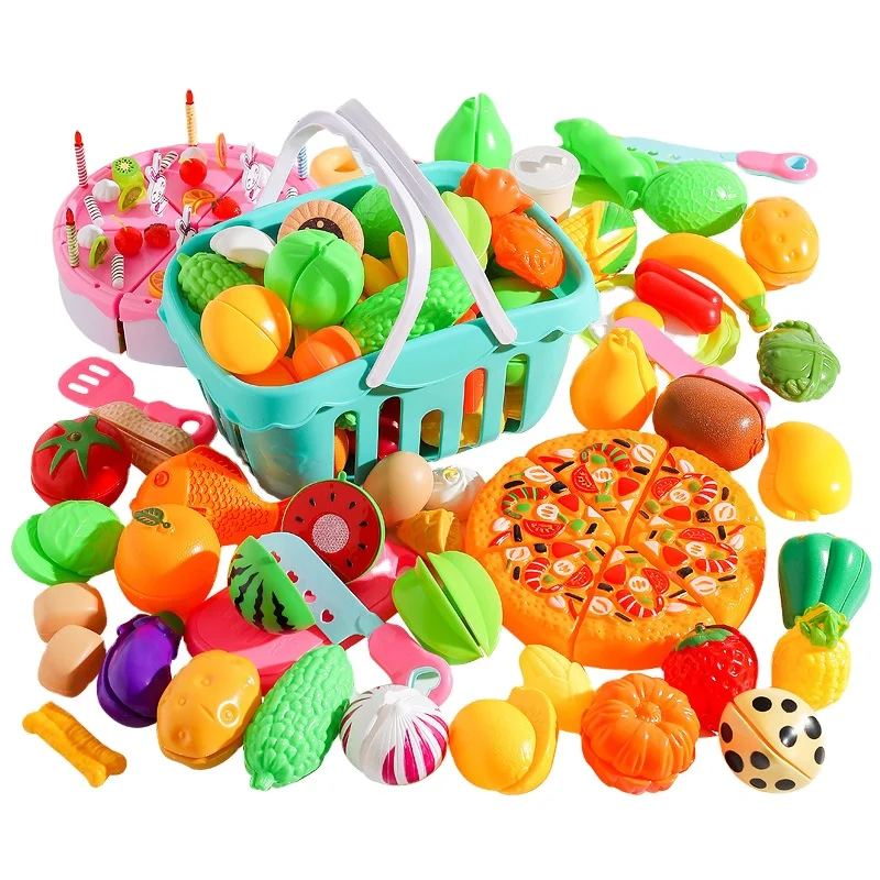 Kids Pretend Play Kitchen Toys Simulation Cutting Food Fruits Vegetables Cooking Interactive Kit Educational Toy For Boy Girl