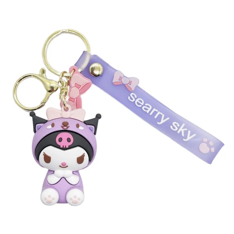 Cute Kuromi Melody Sanrio Keychain Kawaii Cartoon Big Eared Dog Frog Pudding Dog Penguin Women Bag Pendant Key Chain