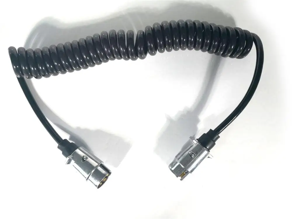 Спиральная катушка 7 Pin разъемы соединитель прицеп кабель с металлическим штекером