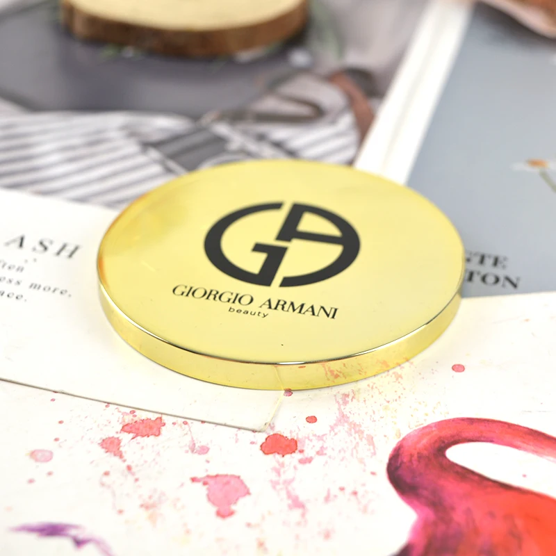 Custom Print Logo Small Vanity Mirror Cute Metal Pocket Round Mini Make Up Round Gold Mirror For Makeup