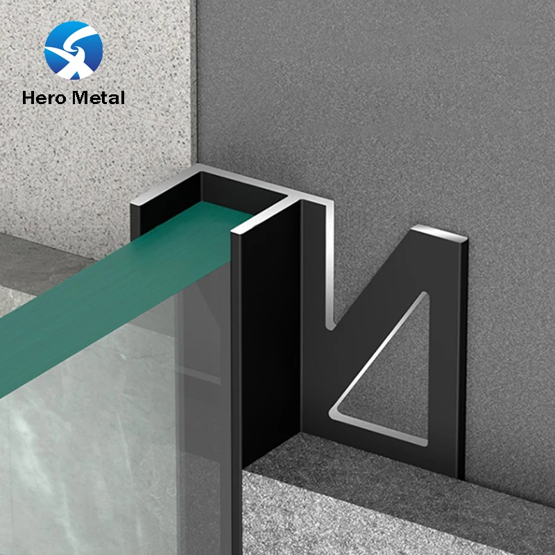 HERO factory Waterproof Aluminium shower profile tile trim Metal Polished  aluminium shower glass wall profile for Hotel