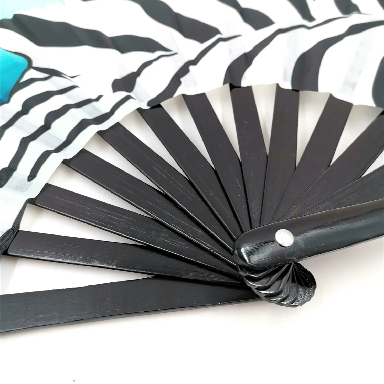 summer 2021 organic bamboo fabric large rave foldable hand fan