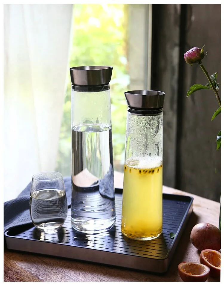 1500 мл Pyrex боросиликатного стекла кувшин для воды/графин/чайник с крышкой из нержавеющей стали сока