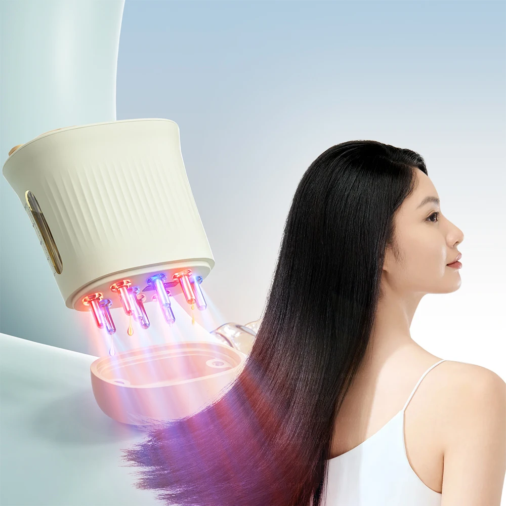 2024 New Horn Comb Teeth Electric Hair Scalp Oil Applicator And Scalp Massage Brush Waterproof Hair Oil Applicator Red Light
