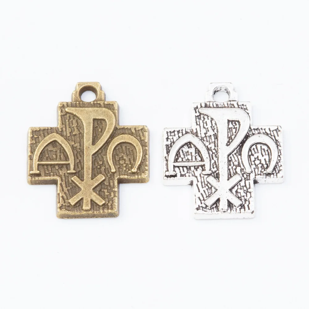 Antiqued Alpha Cross Pendant 20mm*16mm Religion Cross Pendant