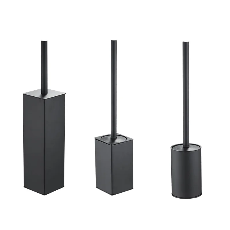 304 Stainless Steel Long Handle Toilet Cleaning Bowl Brushed Holder Set Black with Durable Scrubbing Bristles