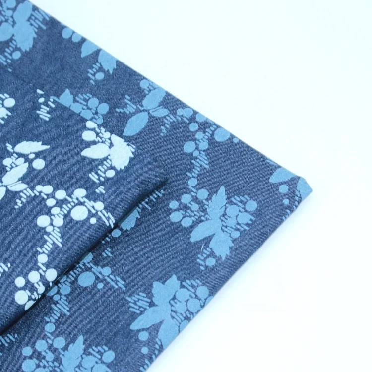 Настраиваемый TC 40% полиэстер 60% хлопок саржевая джинсовая ткань с принтом для платья