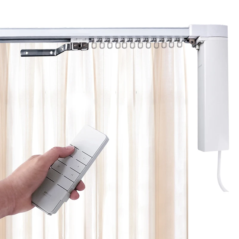 Customized Low Price Extruded Aluminium Heavy Duty Tuya Wifi Motor Smart Electric Motorized Curtain Track System For Home Office