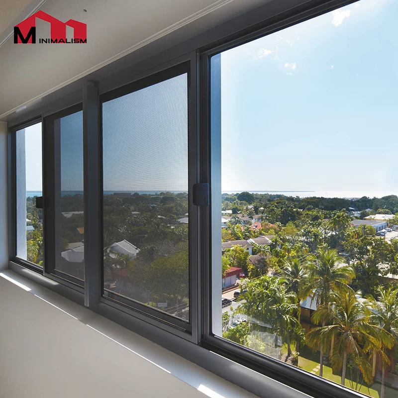Florida Miami Dade Hurricane Approved Windows Black Aluminum Sliding Window
