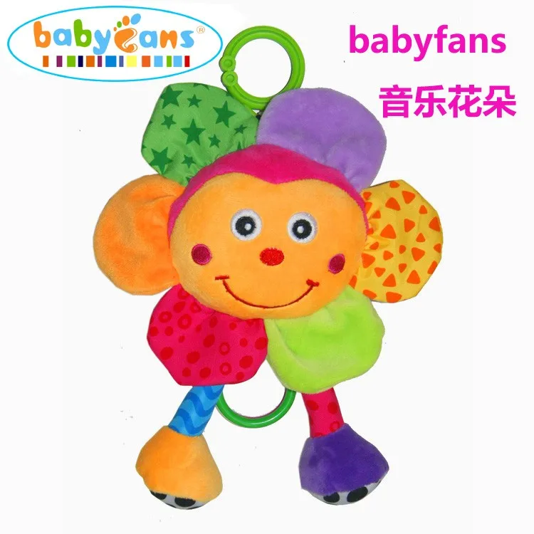 baby soft musical hanging toys beautiful cartoon plush sun flower with smile face