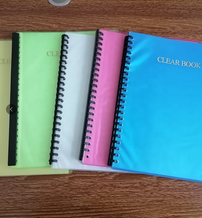 PP Plastic Presentation Folder Ring Binder Folder Spiral Refillable Clear Display Book  With 10 20 30 40 Pockest