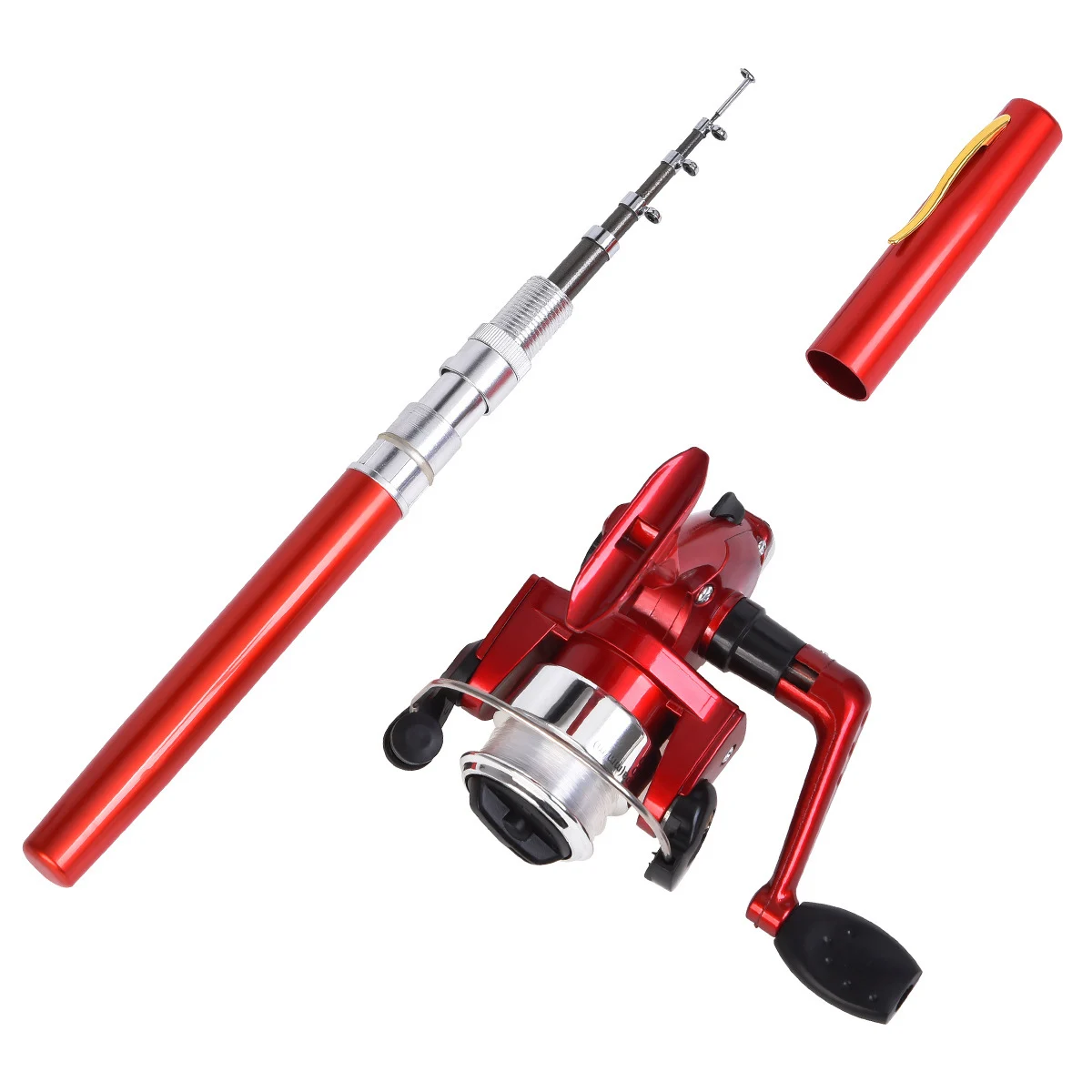 portable telescopic pocket pen fishing rod and reel spinning combo kit winter ice fishing sea tackle