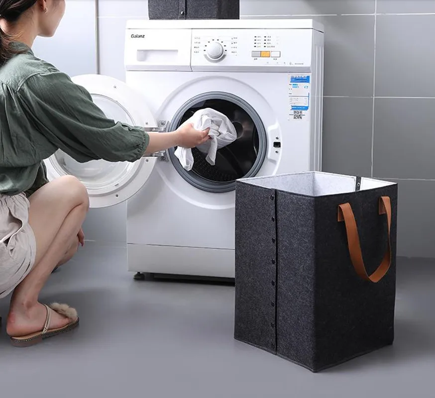 Portable felt laundry Storage Basket with handle Felt storage basket organizer box for toys