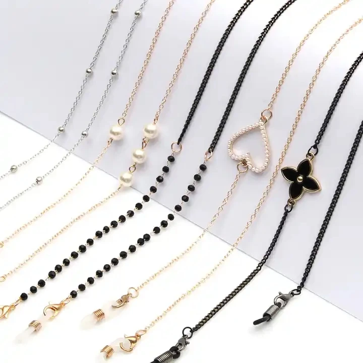Fashion Pearl Mask Chains Glasses Chain For Women fashion Metal Sunglasses Lanyards Eyewear Cord Holder Neck Strap