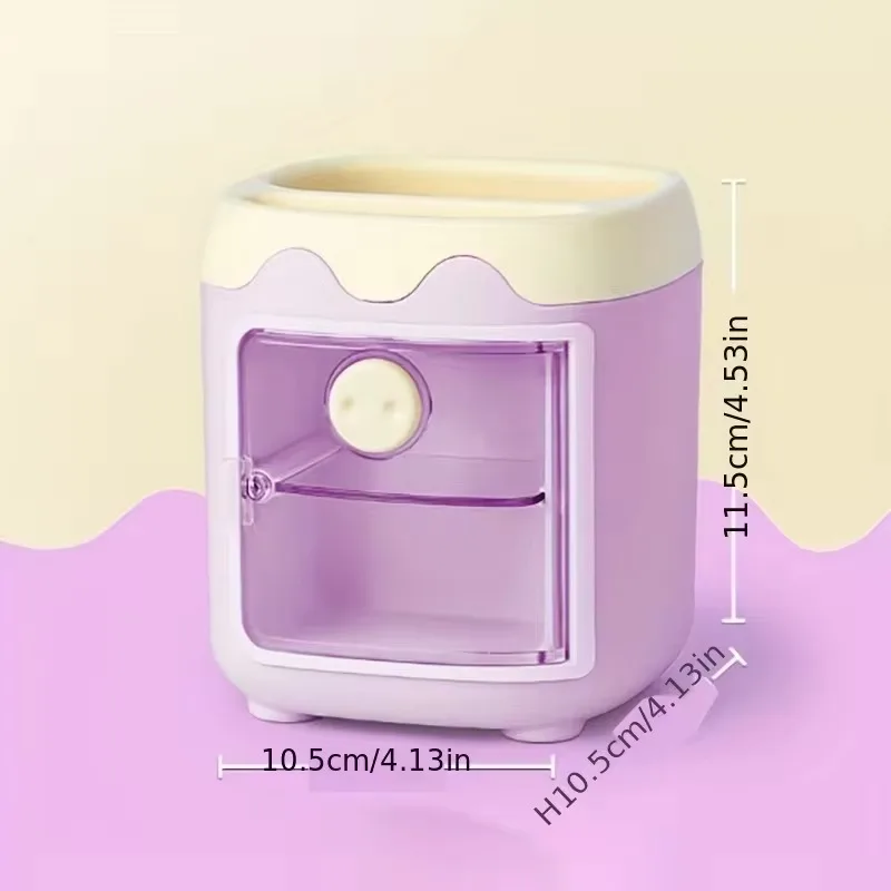 Cartoon Cute & Creative Multi-Grid Pen Holder: Trendy Desk Accessory for Teen Girls & Students