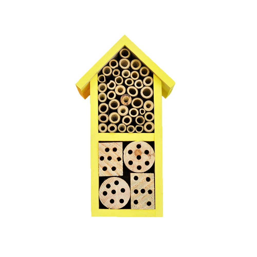 Dual-Chamber Beneficial Solid Wood Insect House Garden and Yard Wooden Bees Ladybirds Natural Beneficial Insect House