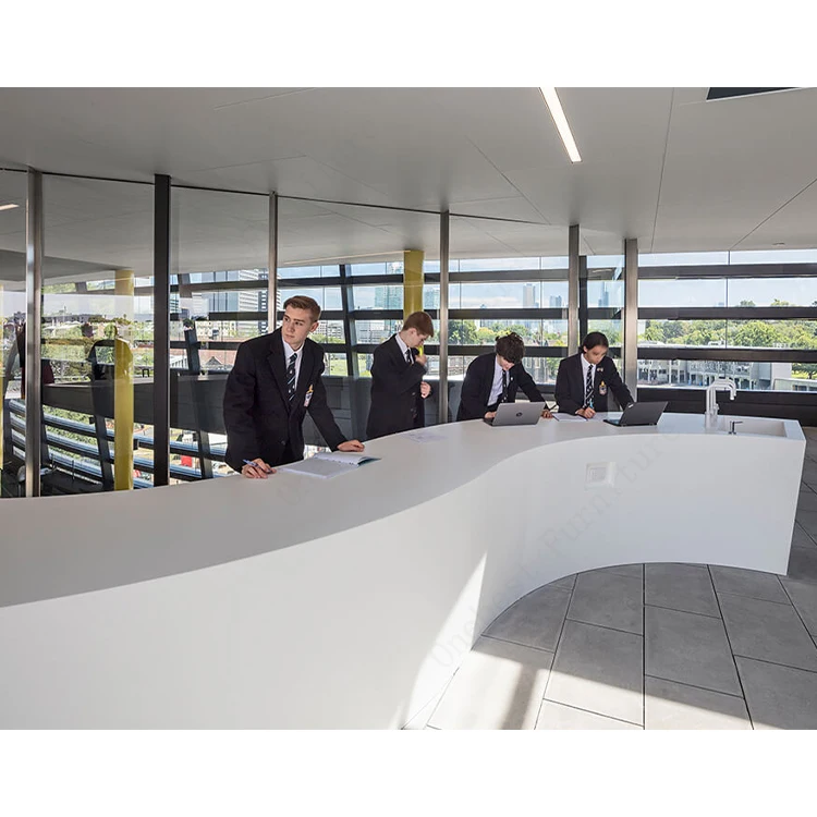 Natural Stone Corian Water Bar Counter Commercial Milk Tea Shop front Service Table with Led