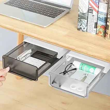 Under Desk Drawer Organizer, Slide Out Hidden Large Capacity Storage Drawer for Office Dresser