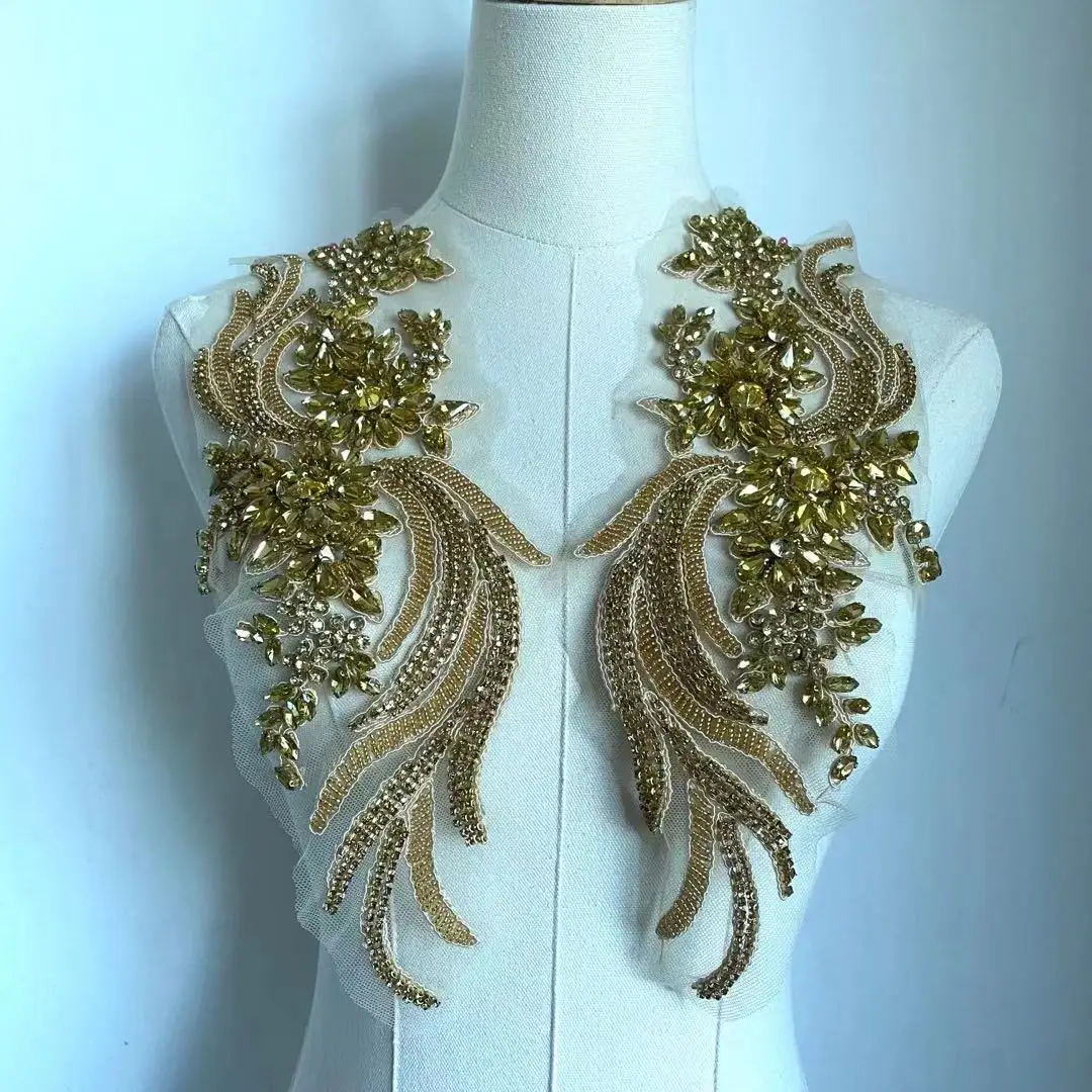 Glass Tassel Hot Sale Custom Design Crystals Handmade Beads Fringe Rhinestones Body Applique Red