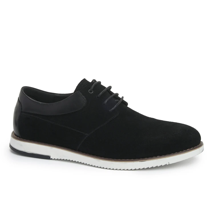 Retro Business Casual Oxford Style Dress Shoes Classic Comfortable Black Suede Genuine Leather Men Shoes