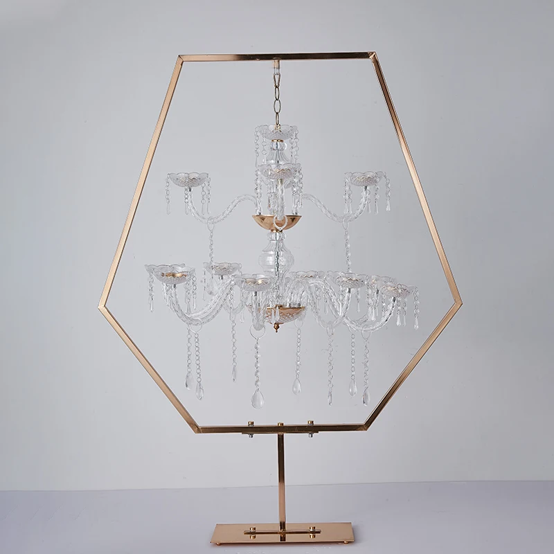 Electroplating gold diamond candlestick frame wedding center decoration supplies