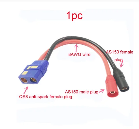 QS8-S Anti-Spark Connector Large Current Male Female Battery Plugs with 30cm 8AWG Wire for RC Drone Agriculture UAV Parts