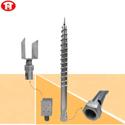 adjustable galvanized fence/solar ground screw post anchor spiral pile helical piles