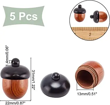 5 Piece Wooden acorn Nut Box Pendant detachable for DIY keychain Necklace Making jewelry Making car ornaments