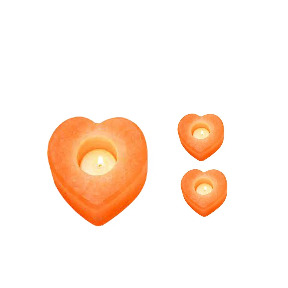Heart Shape Tea Light Pack of 2 Light Pink Salt Candle Holder from Sian Enterprises Other Candle Holders Lanterns & Candle Jars