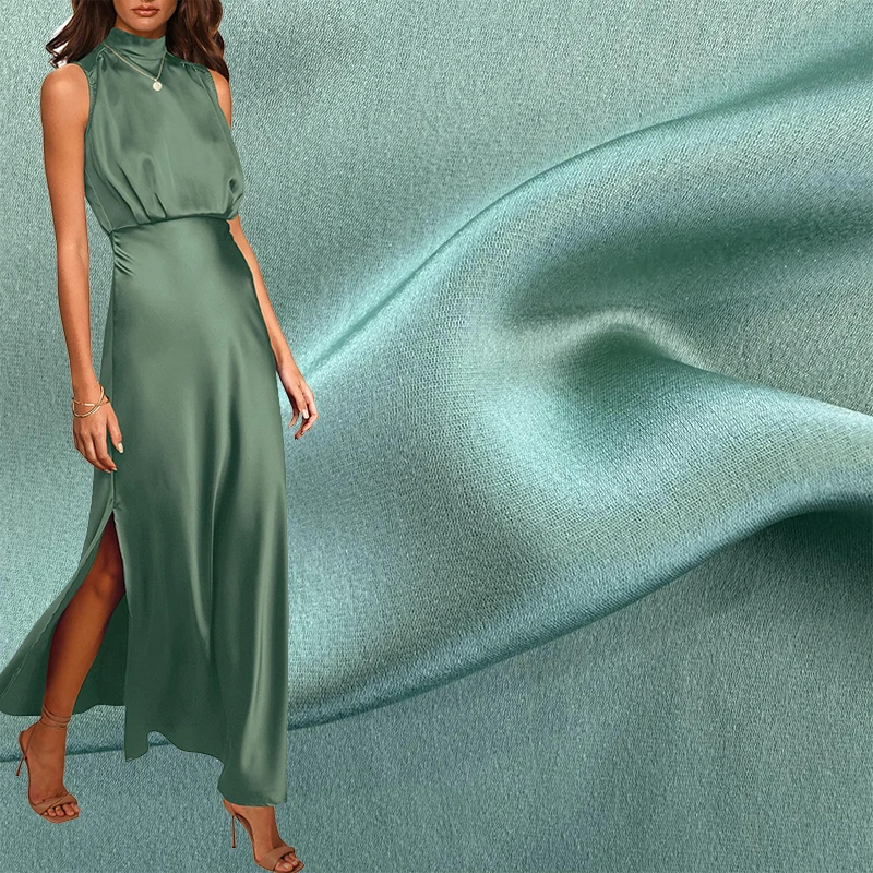 Фабрика Китая, мягкая дышащая 72% ацетатная 28%, полиэфирная Атласная блестящая ткань для женской одежды