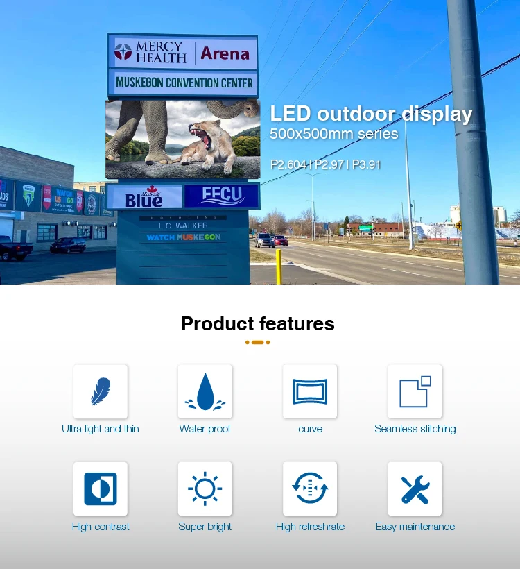 Outdoor Large Screen Led Window Sign Outdoor P2 P3 P4 IP65 TV Wall Smart Led Display