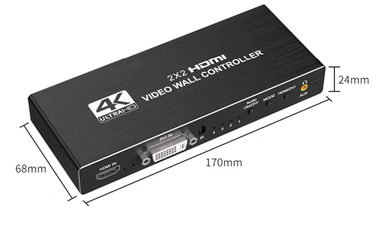 4K 2x2 HDMI Video Wall Controller with Remote