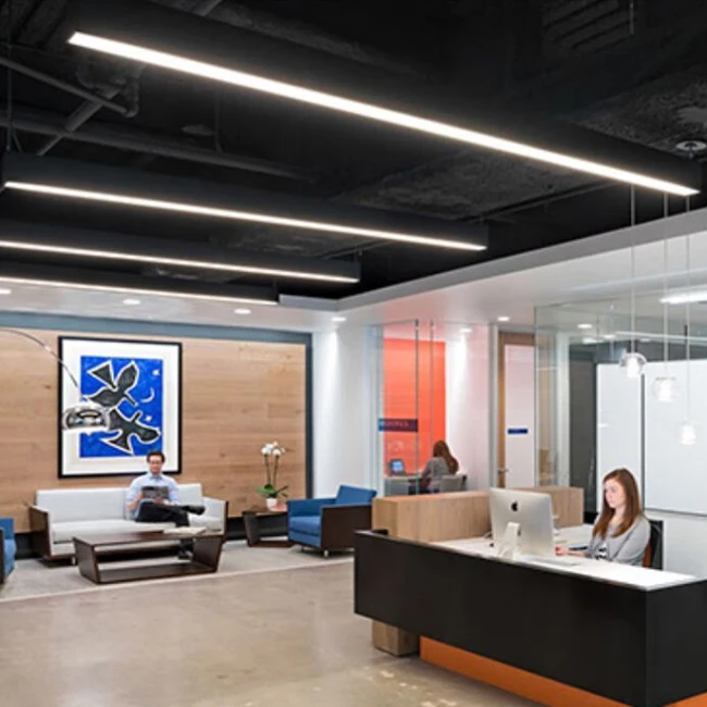 Customized 4ft 8ft led linear light fixture seamless linkable  Commercial linear led lights Pendant lamp for Malls Supermarkets