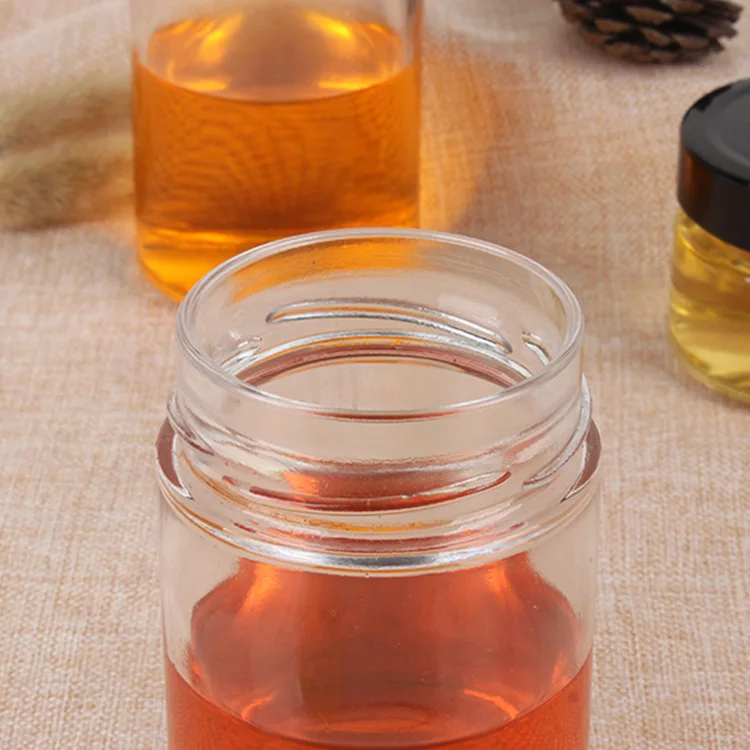 Wide Mouth food storage container Jam Butter honey straight side Glass Jar With airtight Metal screw Lid