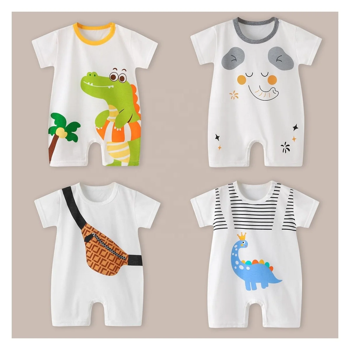Wholesale baby clothes pure cotton newborn clothes short sleeve anime jumpsuit boy baby clothes