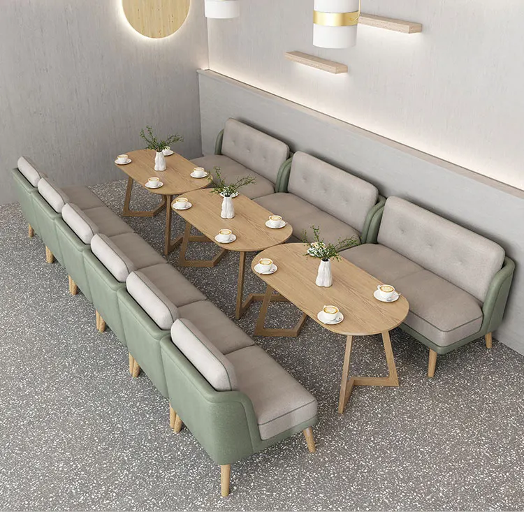 Cafe shop dining chairs and table set sofa booth seating tech cloth dining chairs with ash legs