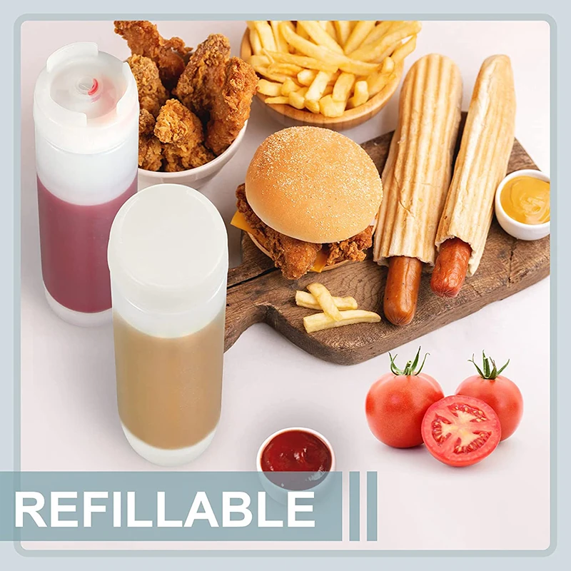 Plastic Squeeze Bottles for Sauces Ketchup Sour Cream Self Sealing Syrup Dispenser for Restaurants Catering Kitchen