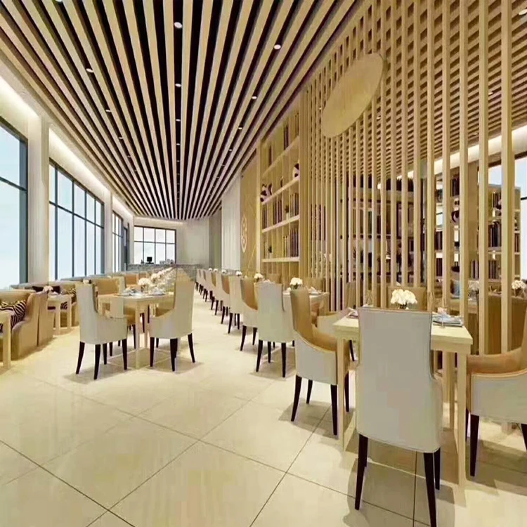 Multifunctional square wood ceiling partition Wood partition square pipe wpc hollow wood grain ceiling