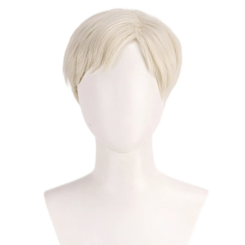Wholesale Fashion Short Wig White Heat Resistant Synthetic Wig Natural Straight Hair Chemical Fiber Wig Mature Men