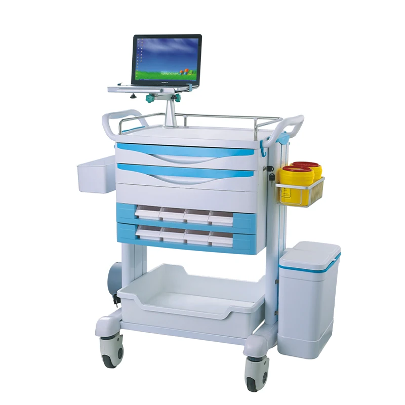 High Quality Medical hospital furniture abs emergency medical trolley for hospital usage medicine trolley cart