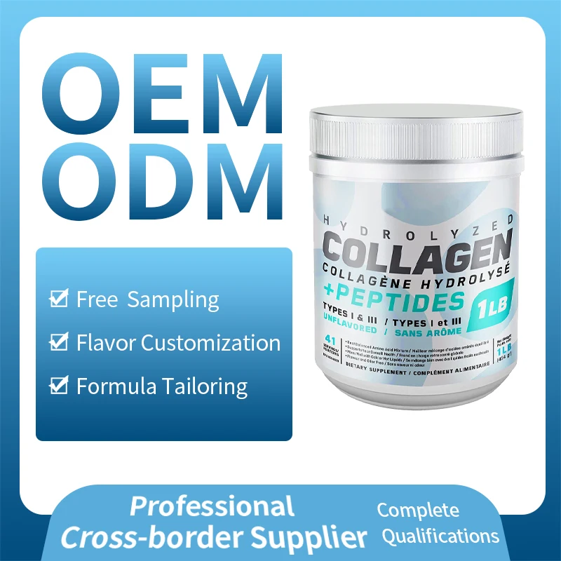 Private Label Collagen Powder Protein Vitamins Anti-Aging Healthy Skin Hair Nails Joint Support OEM ODM Available