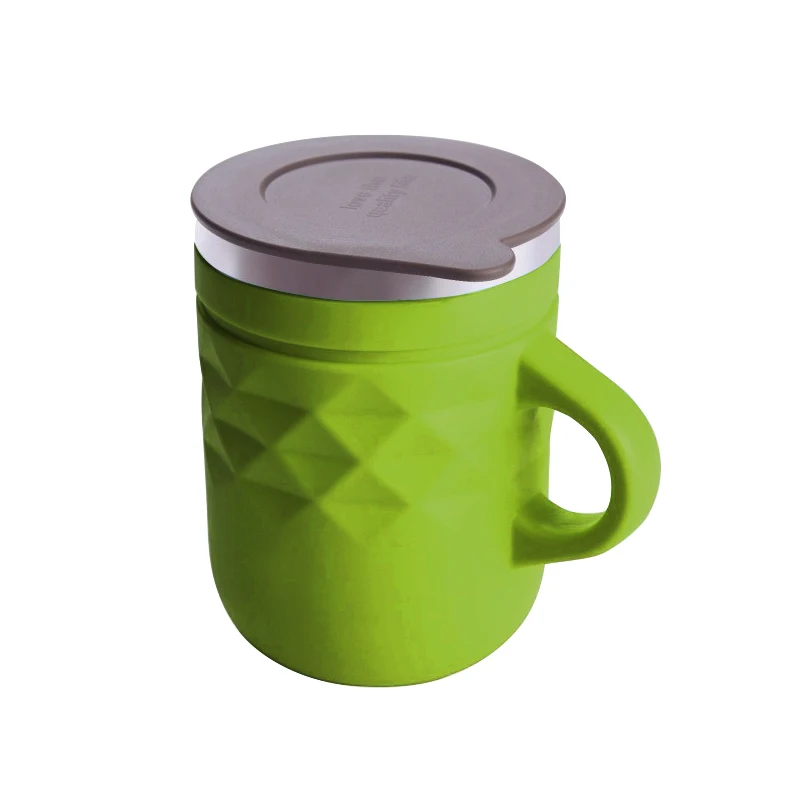 Хит продаж персонализированная бутылка для воды кофейная кружка из нержавеющей стали с вакуумной изоляцией резиновой чайная ручкой